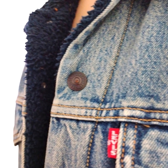 Levi's | Sherpa Denim Jacket | Navy Blue | Size Small - Picture 4 of 9